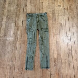H&M LOGG Cargo Skinny Pants Olive Green Zip Ankle Utility Pockets Women US 6